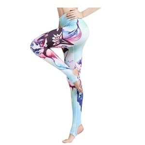 Witkey Stirrup Yoga Pants - Blue Orca/Killer Whale
